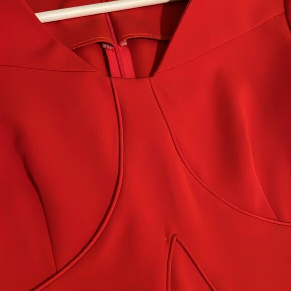 Tailored Crepe Midi Dress in Red - Picture 7 of 9